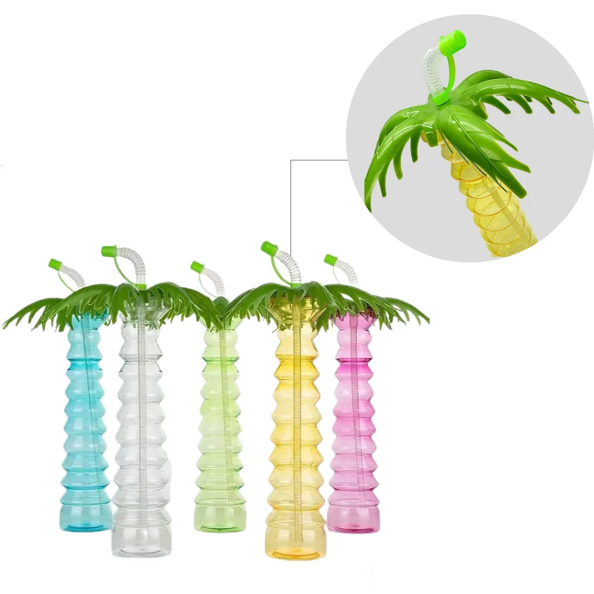 Palm Tree Novelty Tumbler with Straw for Tropical Drinks 3