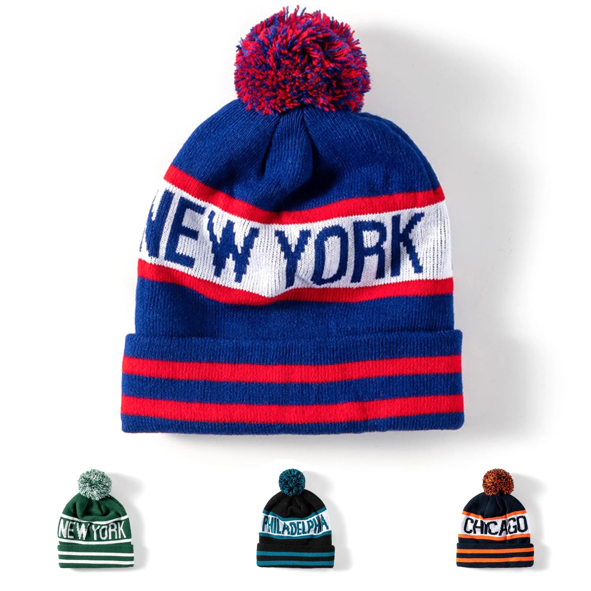 Pom Embroidered Knitted Beanie 5