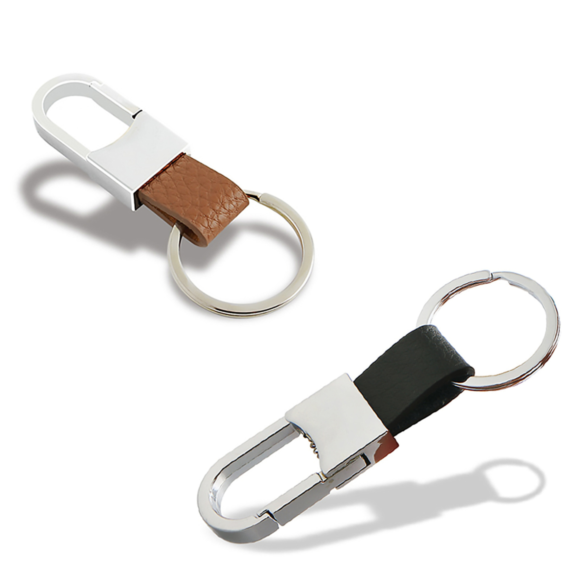 Stainless Steel and Faux Leather Car Keychain 3