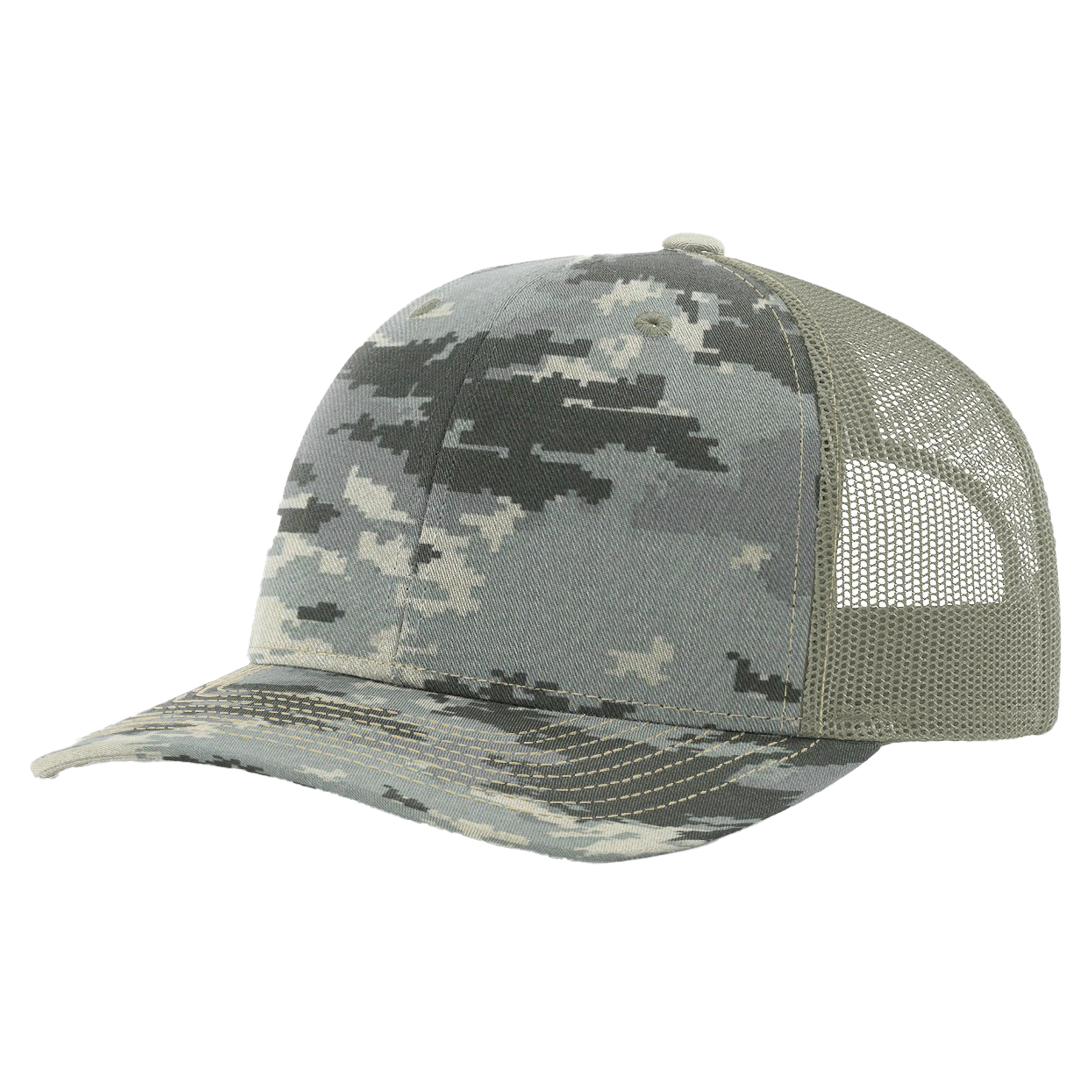 Richardson 112P Printed 6-Panel Snapback Trucker Hat w/Leatherette Adhesive Patches 3