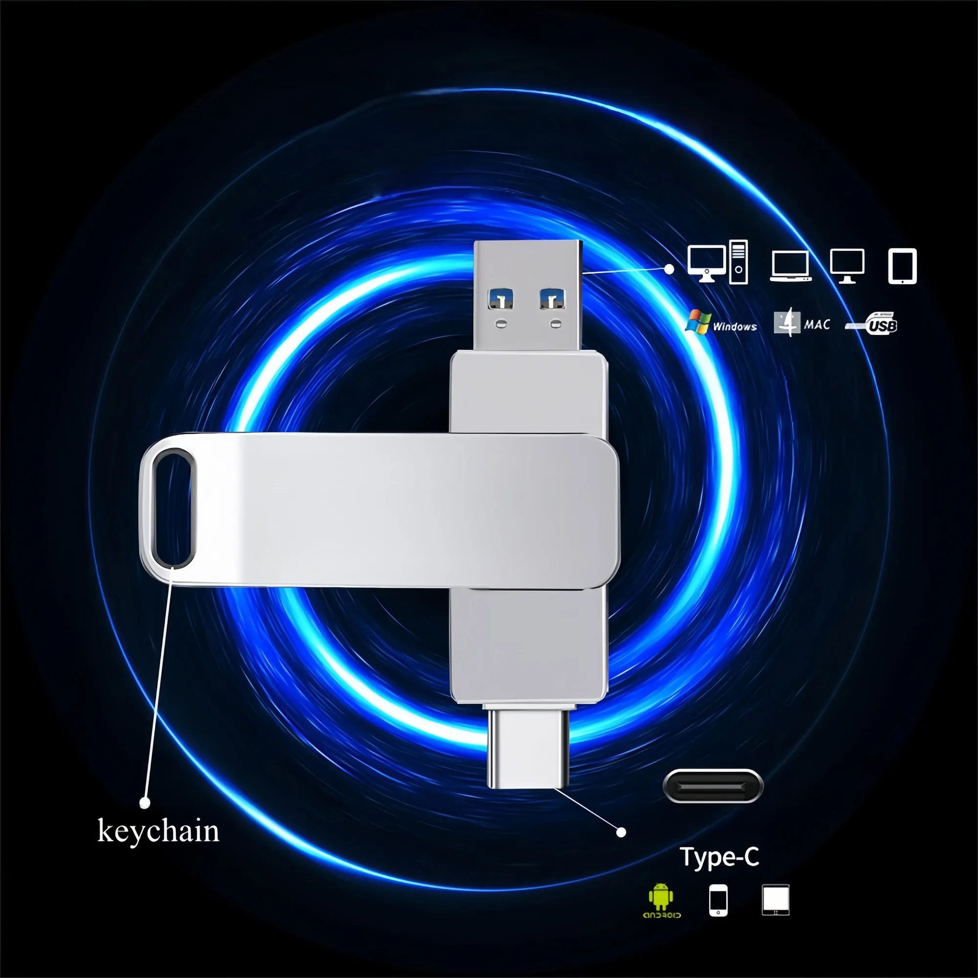 High Speed Dual Type C USB Drive For Mobile PC 5