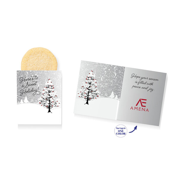 Foil-Stamped Stock Cardinals Design Mini Sweeter Card with Single Sugar Cookie