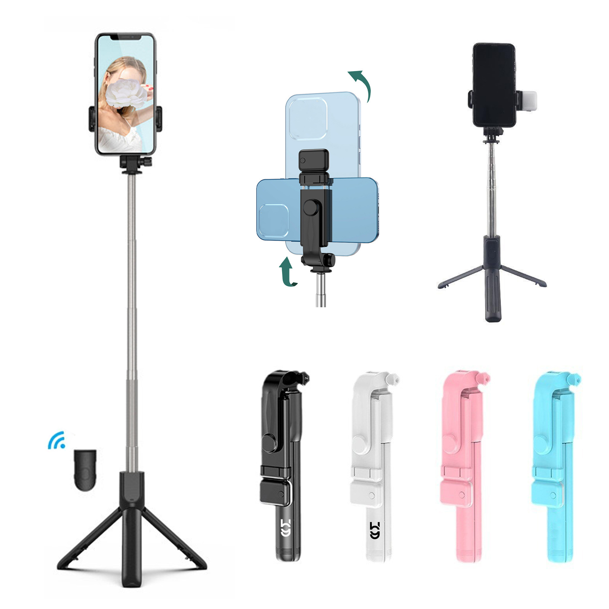 Portable Selfie Stick with Tripod & LED Light 4
