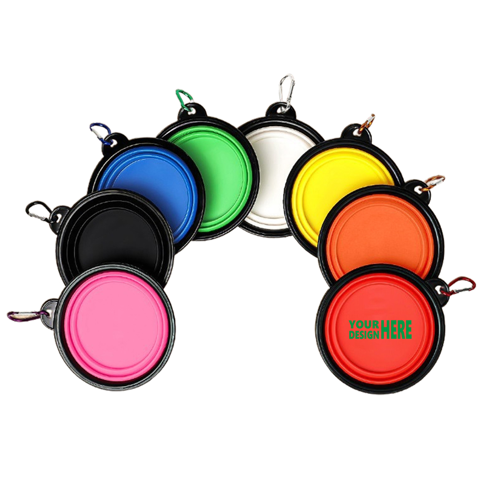MOQ50 Travel-Friendly Collapsible Pet Bowl with Carabiner 1