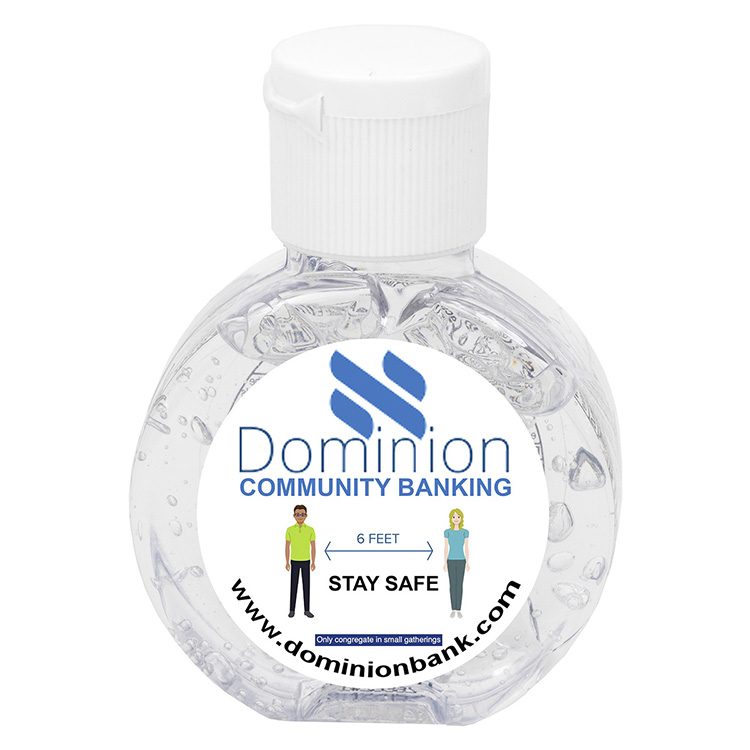 1 oz Compact Hand Sanitizer Antibacterial Gel in Round Flip-Top Squeeze Bottle