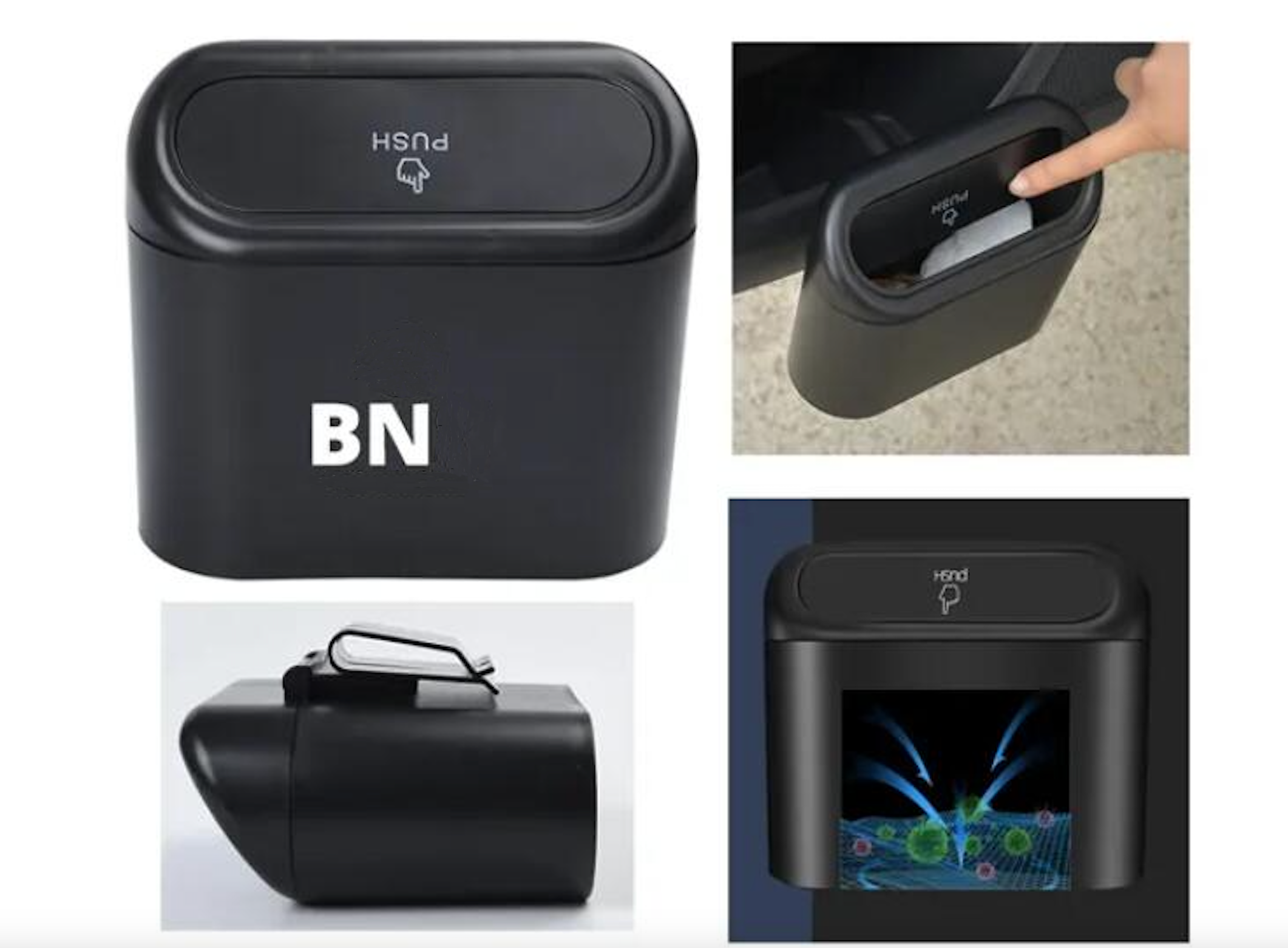 Mini Car Trash Can with Lid for Vehicle Home Office 4
