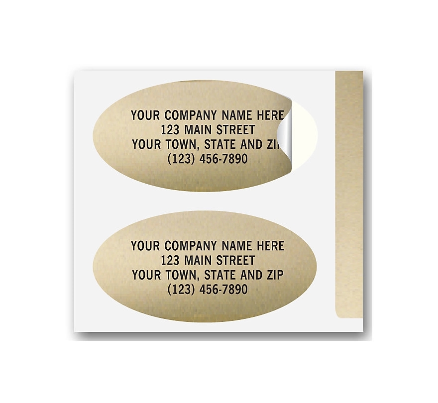 Advertising Labels, Padded, Paper, Gold Foil, Oval 1
