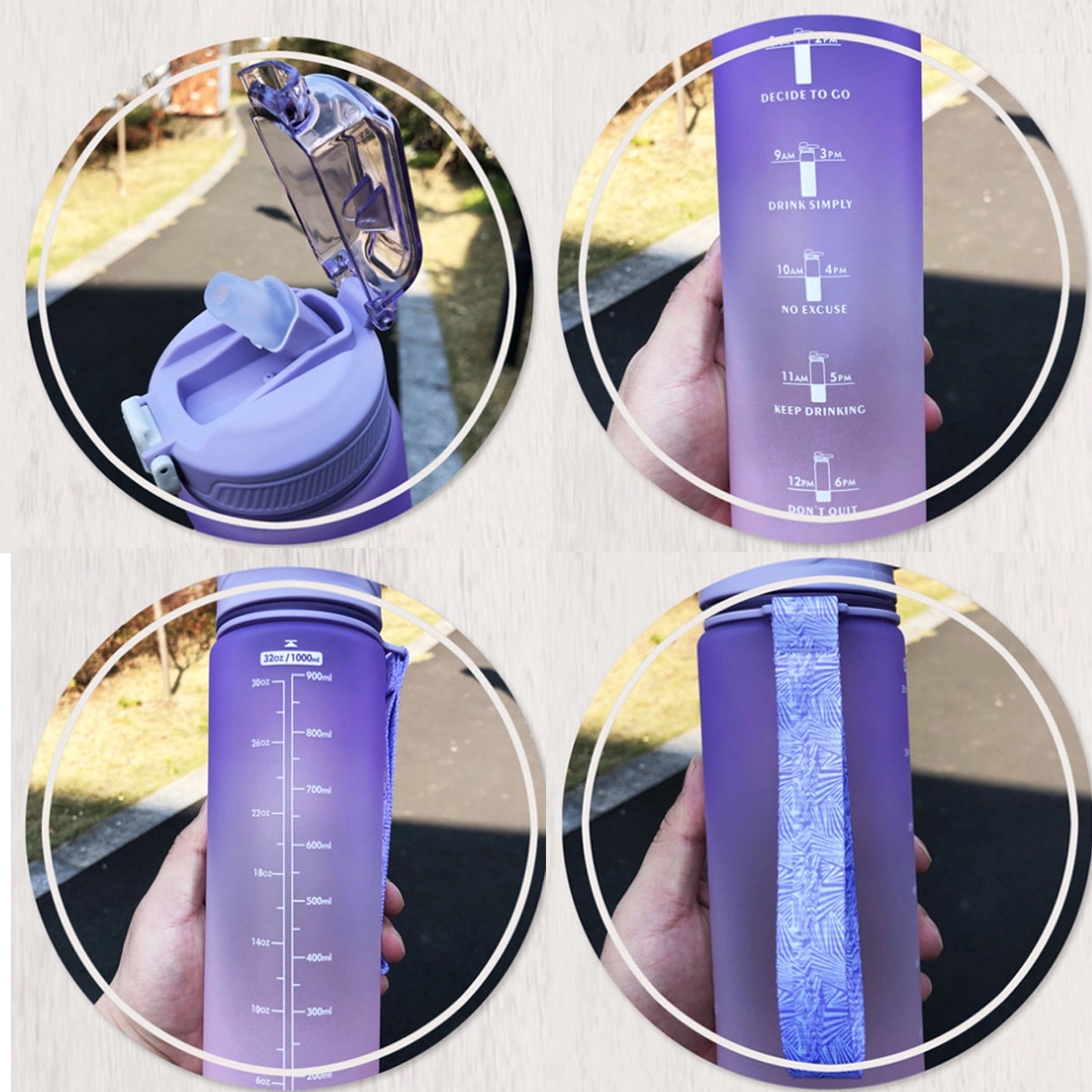 32Oz Fitness Water Bottle With Time Marker And Straw 5