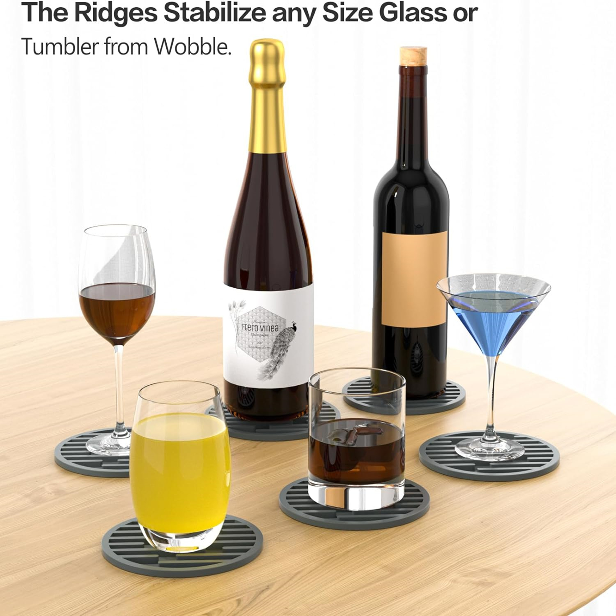 Set Of 6 Silicone Coasters For Drinks With Holder 3