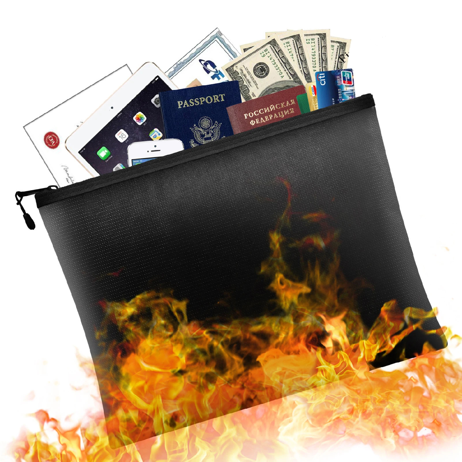 Waterproof And Fireproof Zipper Document Bag 1