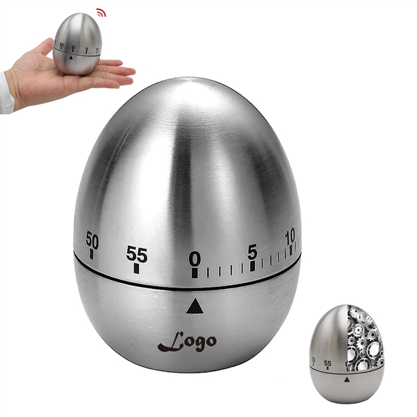 60 Minute Countdown Stainless Steel Egg Type Mechanical Timer 2