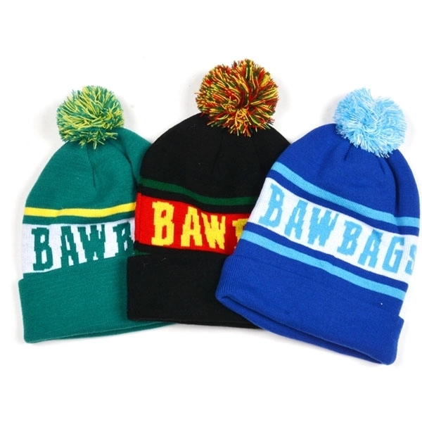 Custom Knitted Pom Jacquard Beanie 13