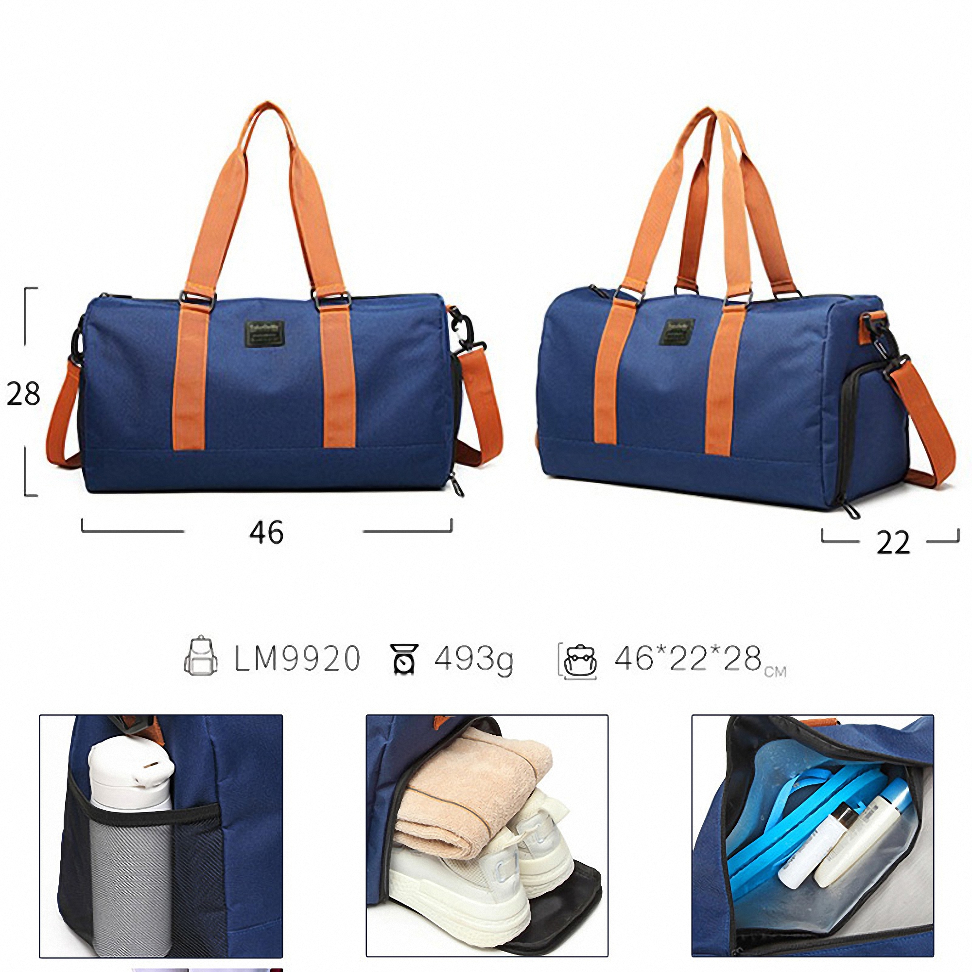 Waterproof Oxford Gym Bag with Wet and Dry Compartments 4