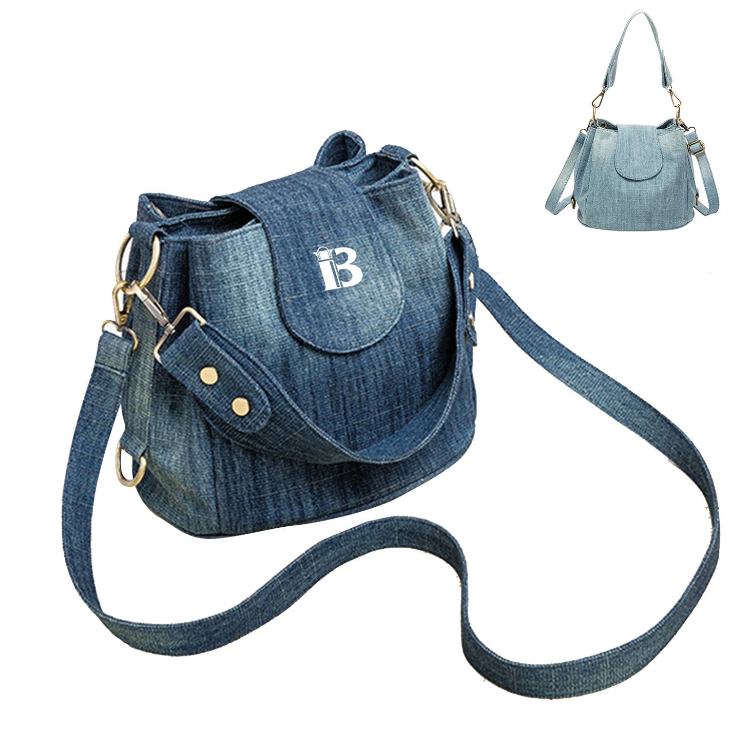 Denim Casual Bucket Shoulder Crossbody Handbag 2