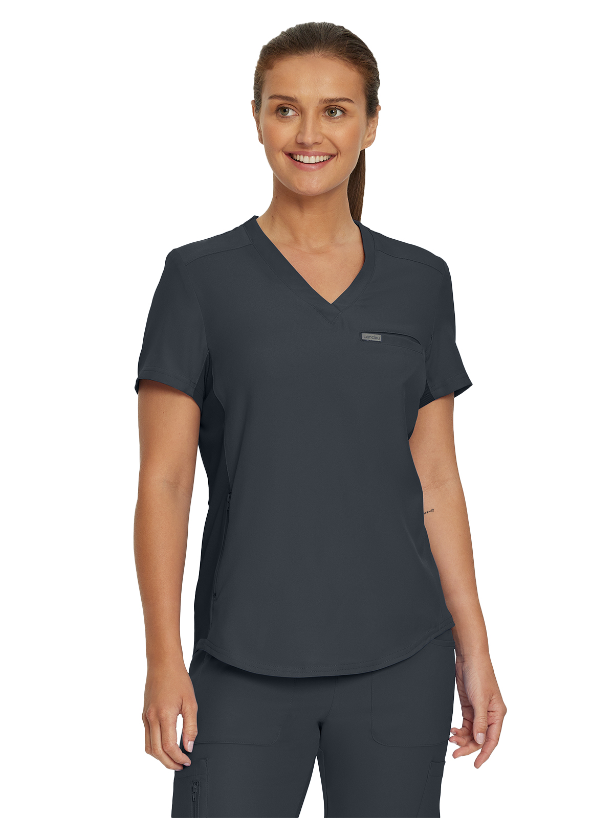 Landau - Forward - Women's Two-Pocket Shirttail Hemline V-Neck Top 48
