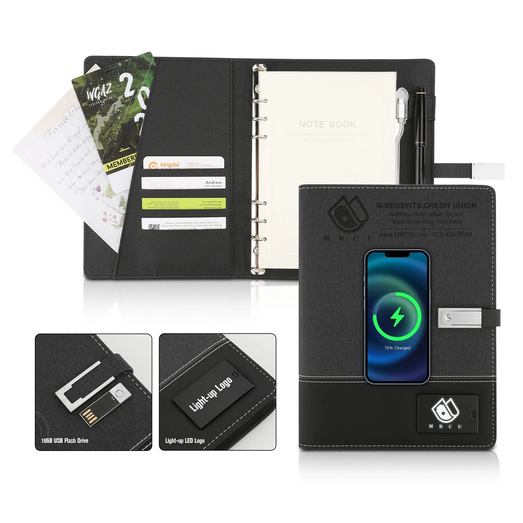 Multifunctional Diary NoteBook Power Bank Gift Set 2