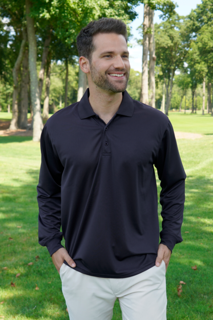 Vansport Omega Long Sleeve Solid Mesh Tech Polo 49