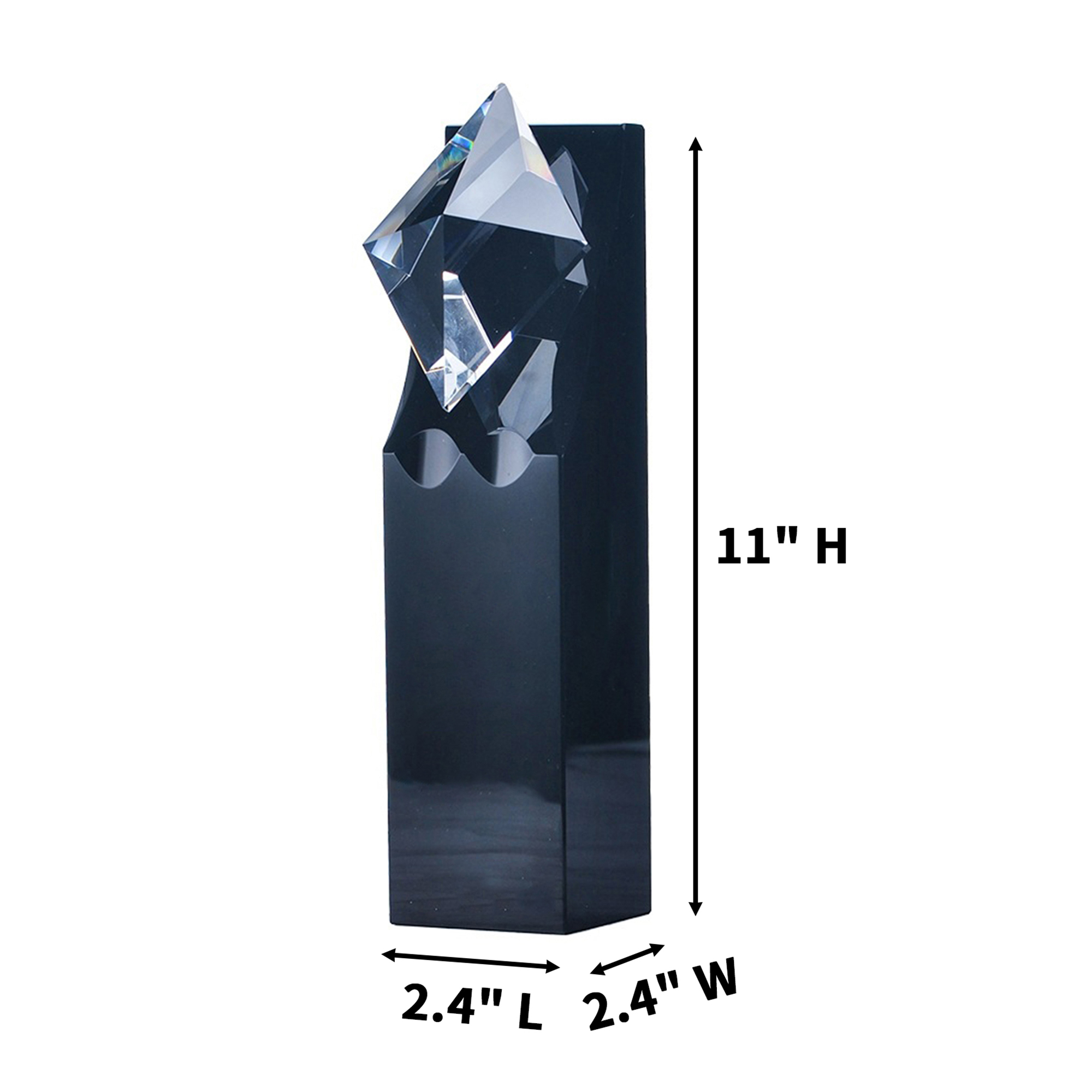 Black Crystal Recognition Trophy 11" Height Etch Ready 3