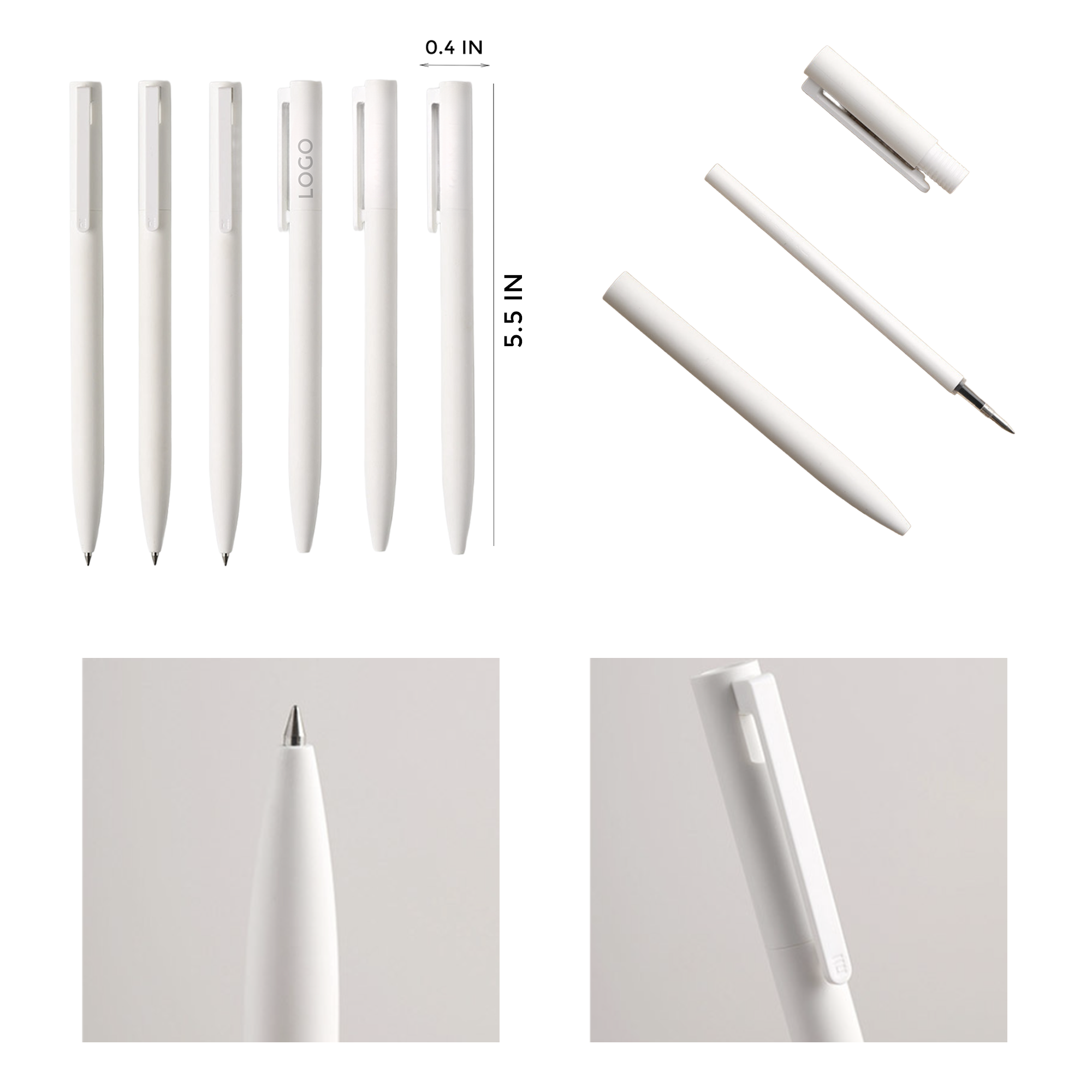 MOQ 10 PCS Functional Pure White Click Pen 1