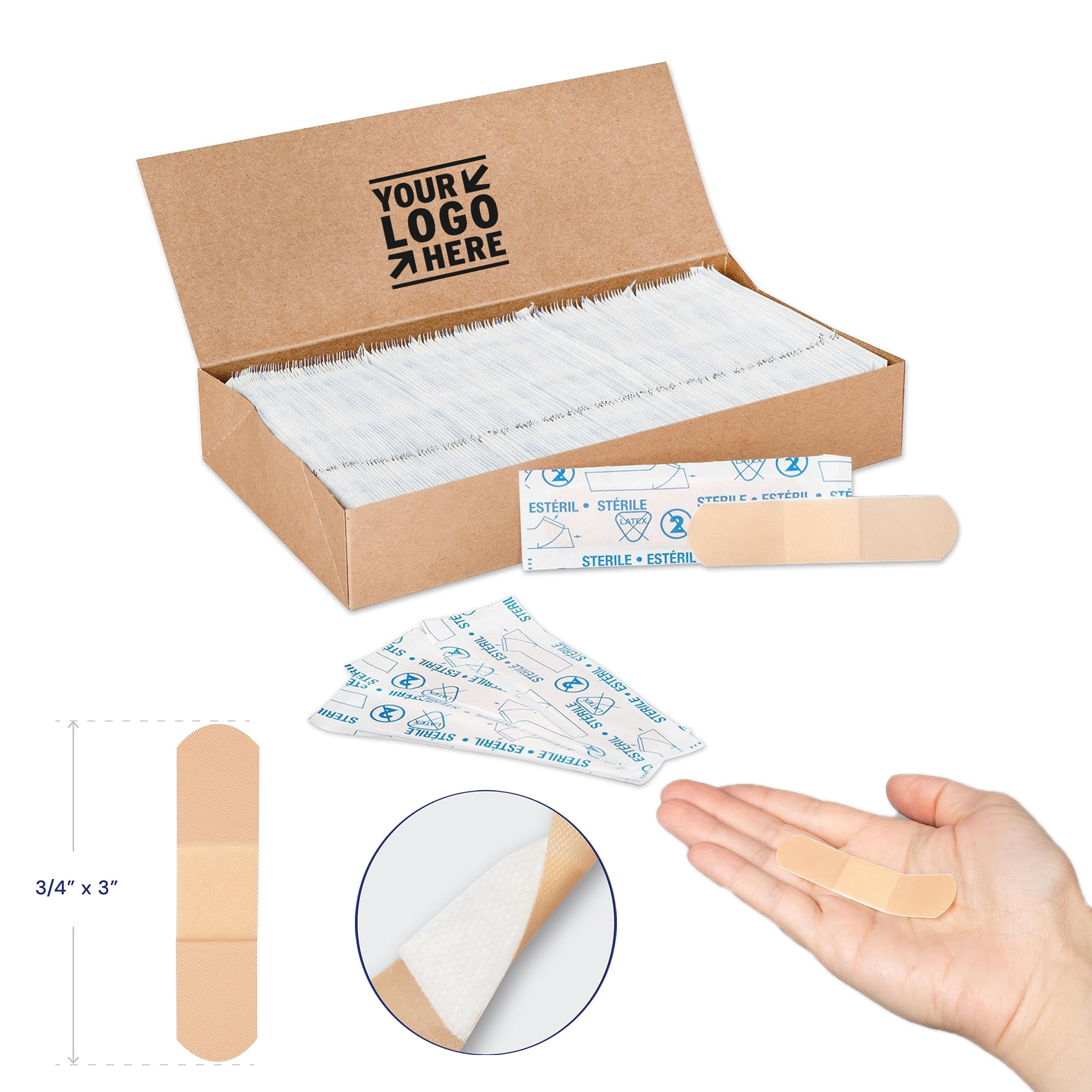 3/4" x 3" Breathable Multi-Purpose School Nurse Cross Adhesive Bandage Sheer Strips