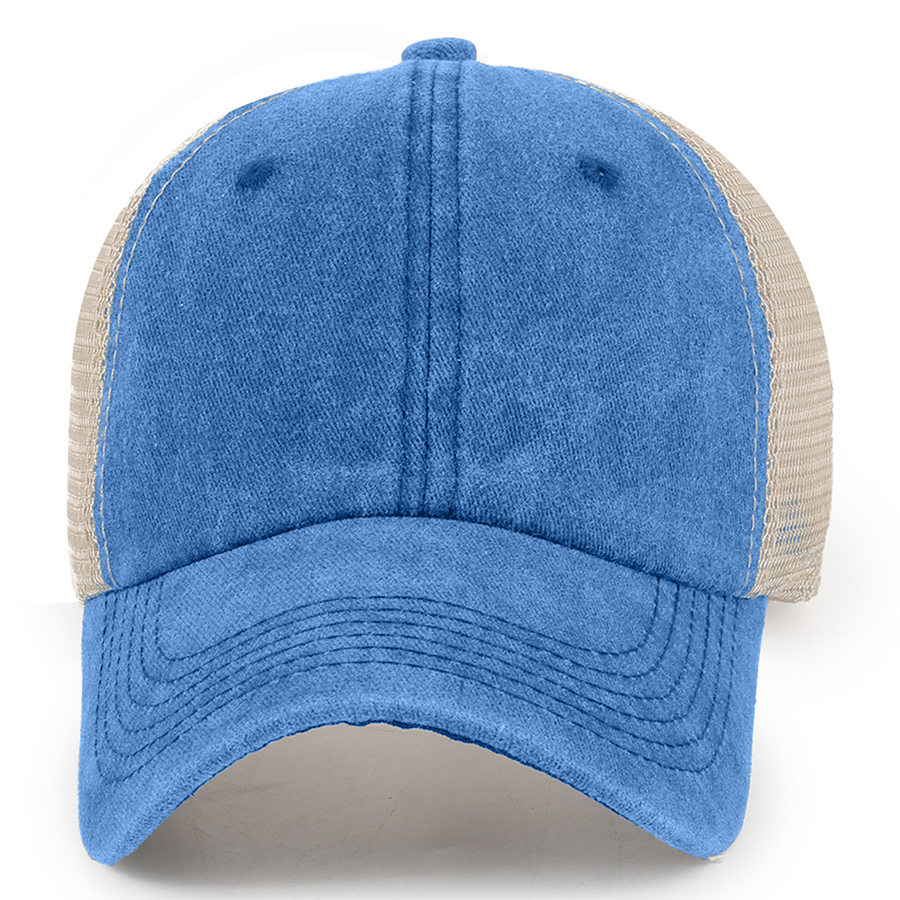 Stock 2-Tone Washed Cotton 6-Panel Trucker Cap 33