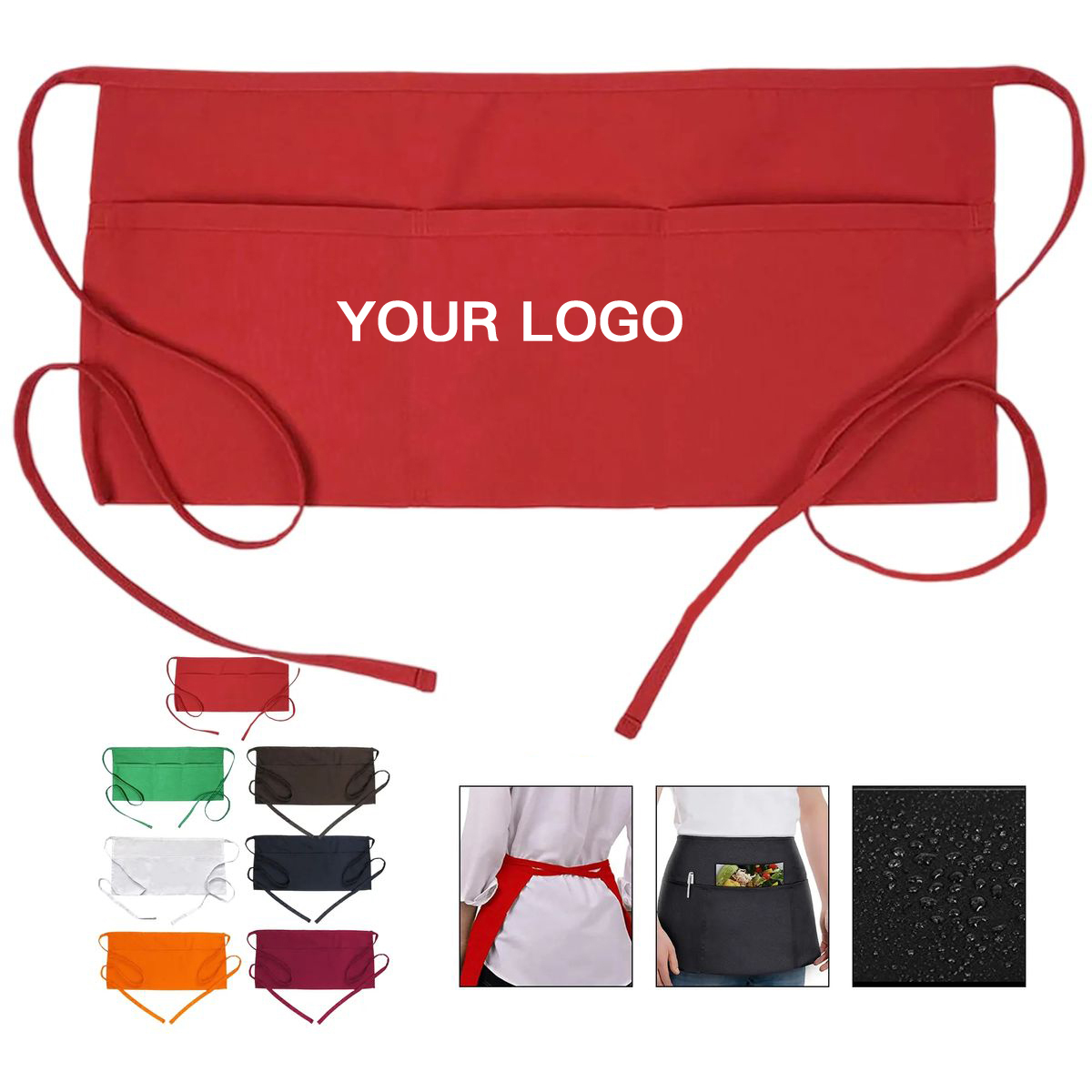 Restaurant Half Apron with Multi Compartments 3