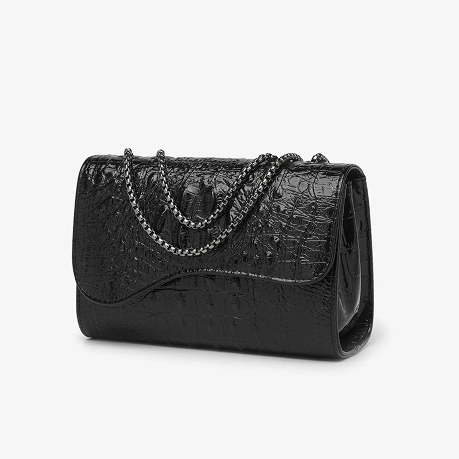 PU Women's fashion black cowhide chain tote bag 2