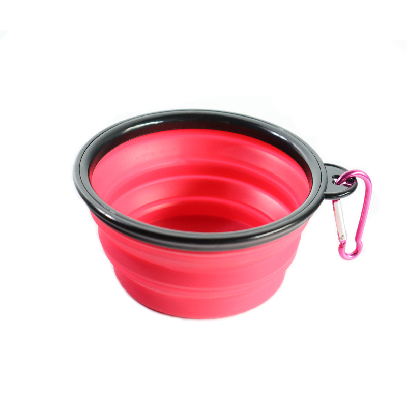 Portable Foldable Dogs Food Bowls w/ Carabiner Clip 7