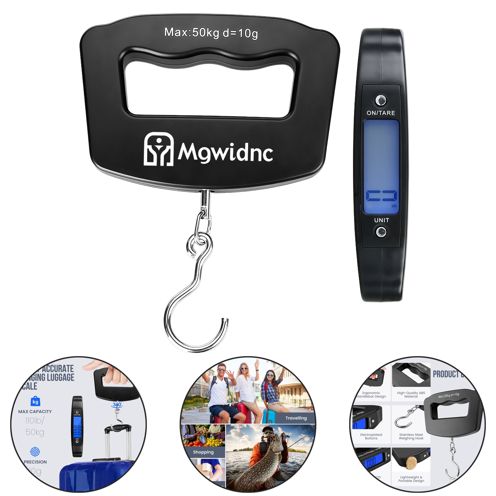 50kg/1g Portable Handheld Electronic Scale with LCD Blue Backlight 3