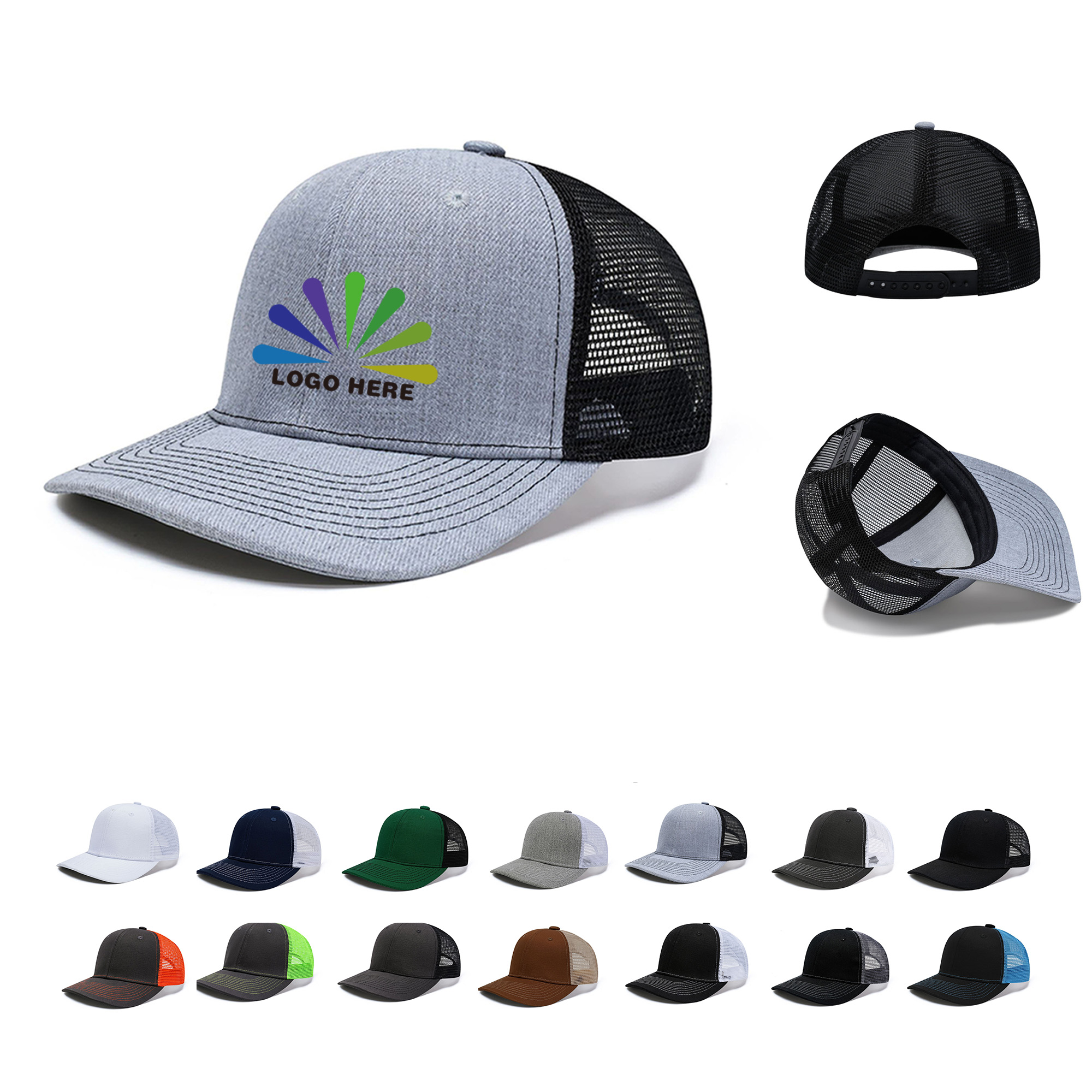 Soft Mesh Snapback Cap Poly Cotton Twill Trucker Hat MOQ50 13
