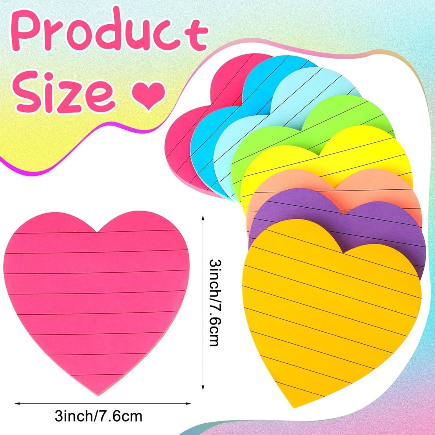 Custom Colorful Heart Shape Self-sticking Memo Notes Pad 4