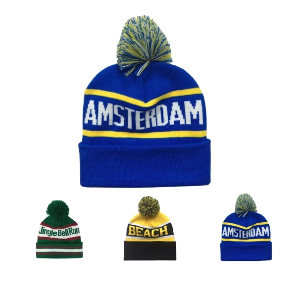 Warm Winter Custom Logo Domed Knitted Hat 1