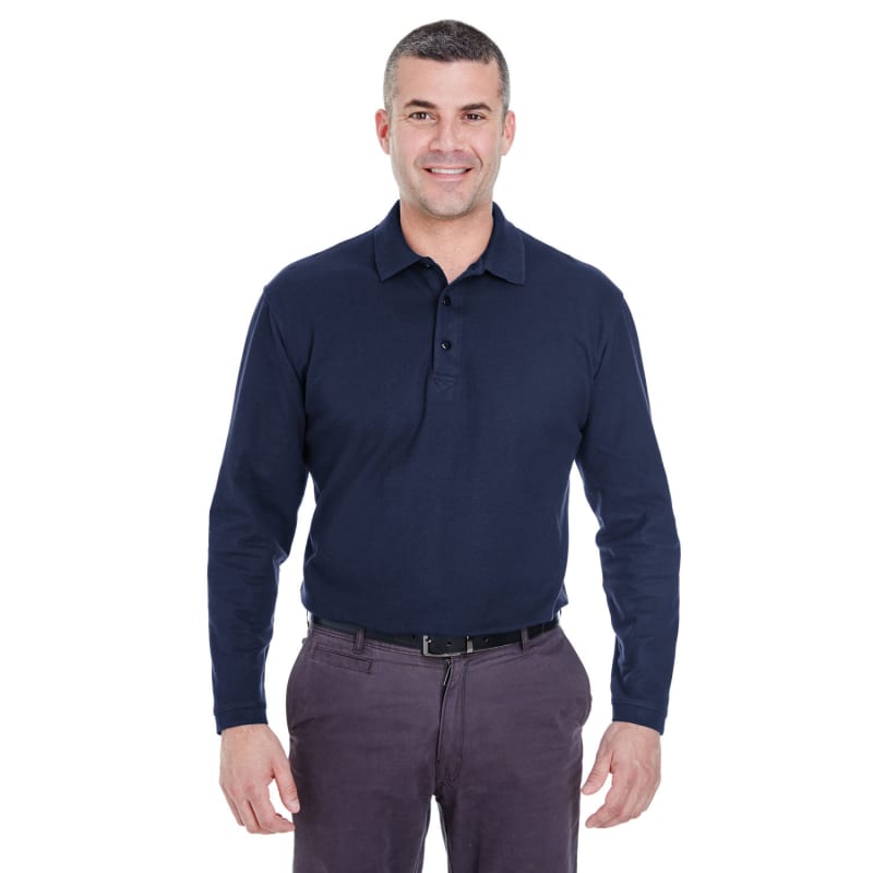 UltraClub Adult Long-Sleeve Whisper Piqué Polo 5