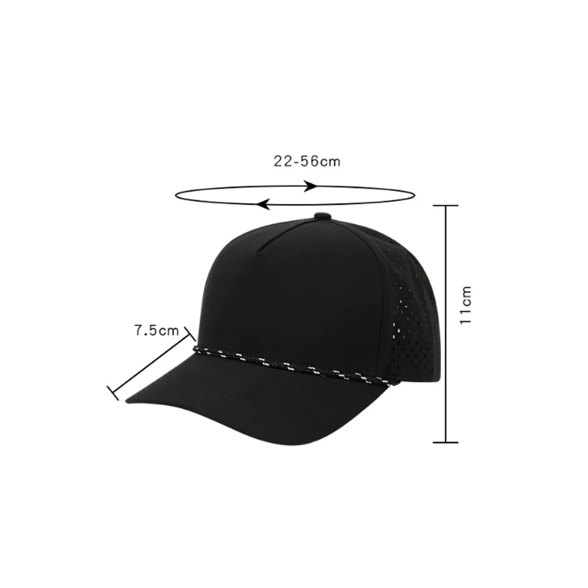 Quick-Dry Laser Cut Ventilated Sport Cap with Rope Trim 5