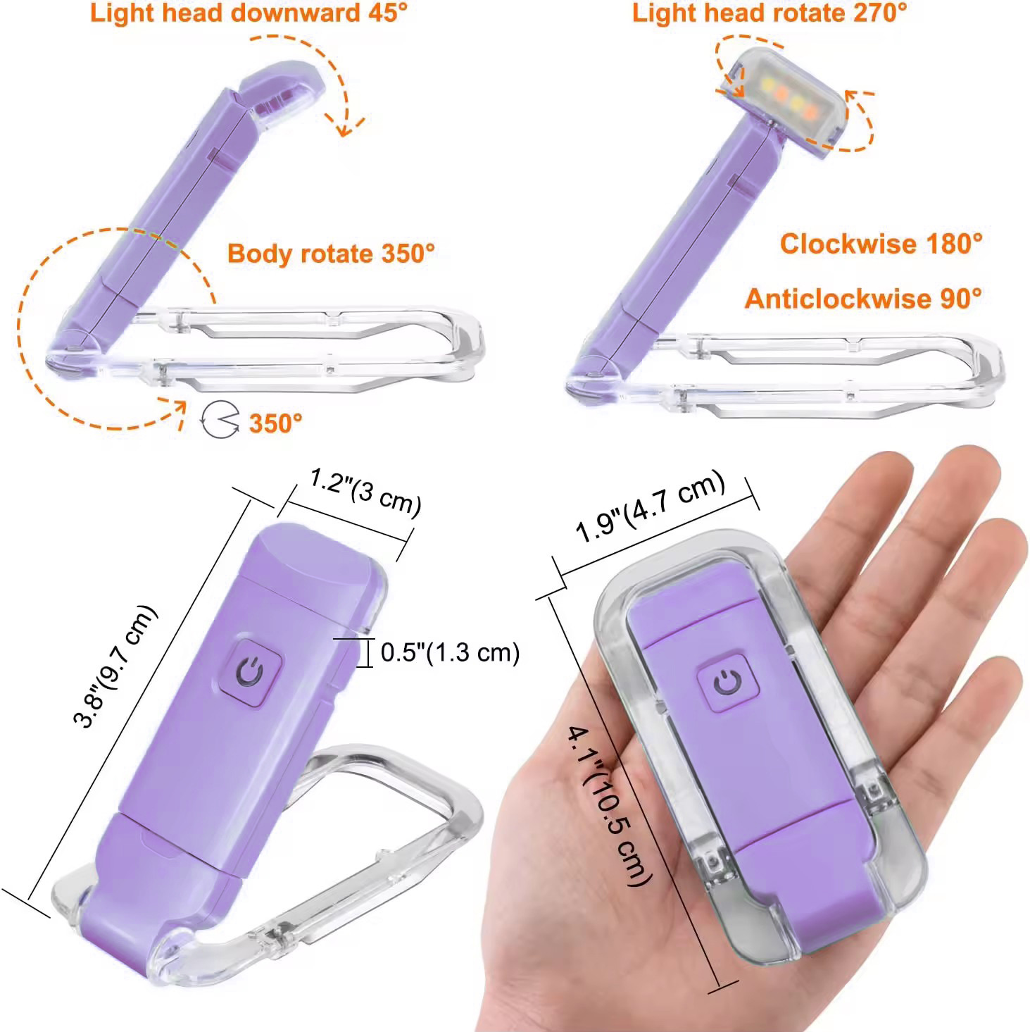 LED Mini USB Charging Eye-protecting Folding Book Holder Lamp 5