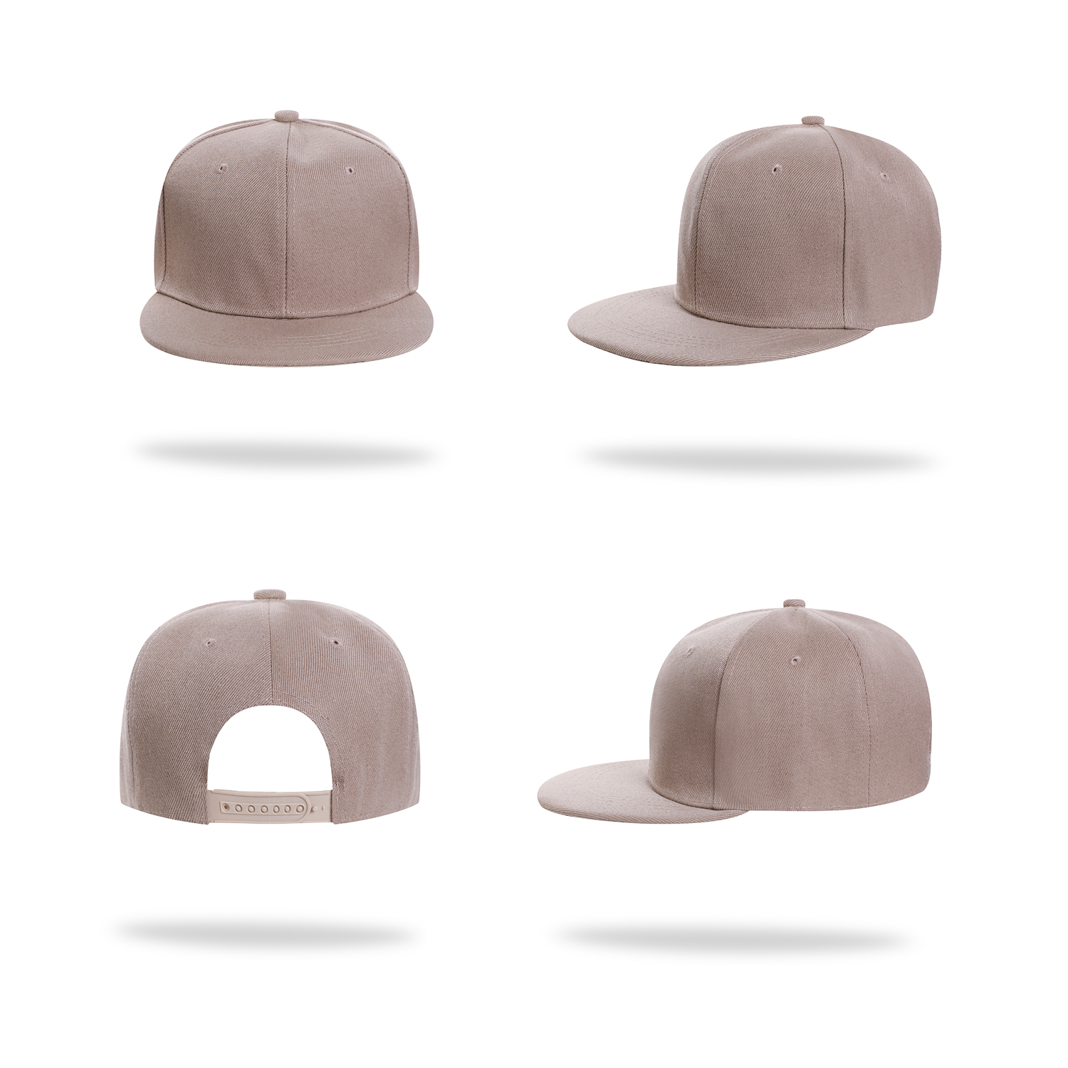 Stock Solid Color Polyester 6 Panel Cap w/Flat Visor & Snapback Fastener 9