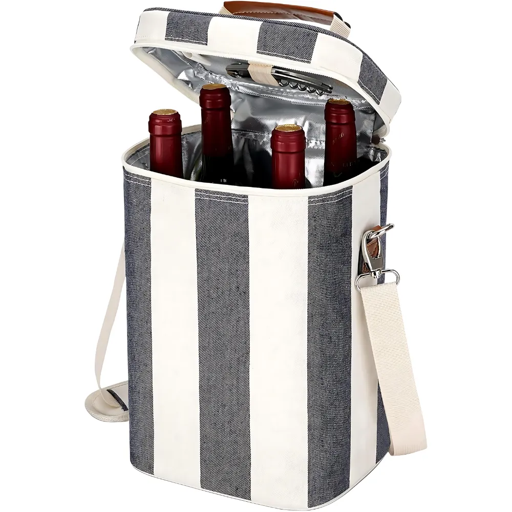 4-Bottle Insulated Wine Tote Carrier 3