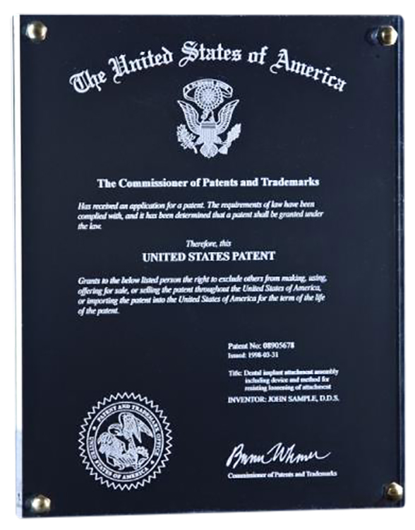 Atlantic Patent Award Plaque