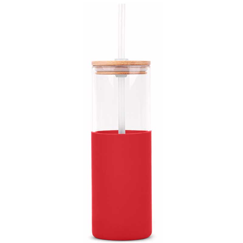 18oz. Bamboo Lid Glass Bottle Silicone Sleeve 11