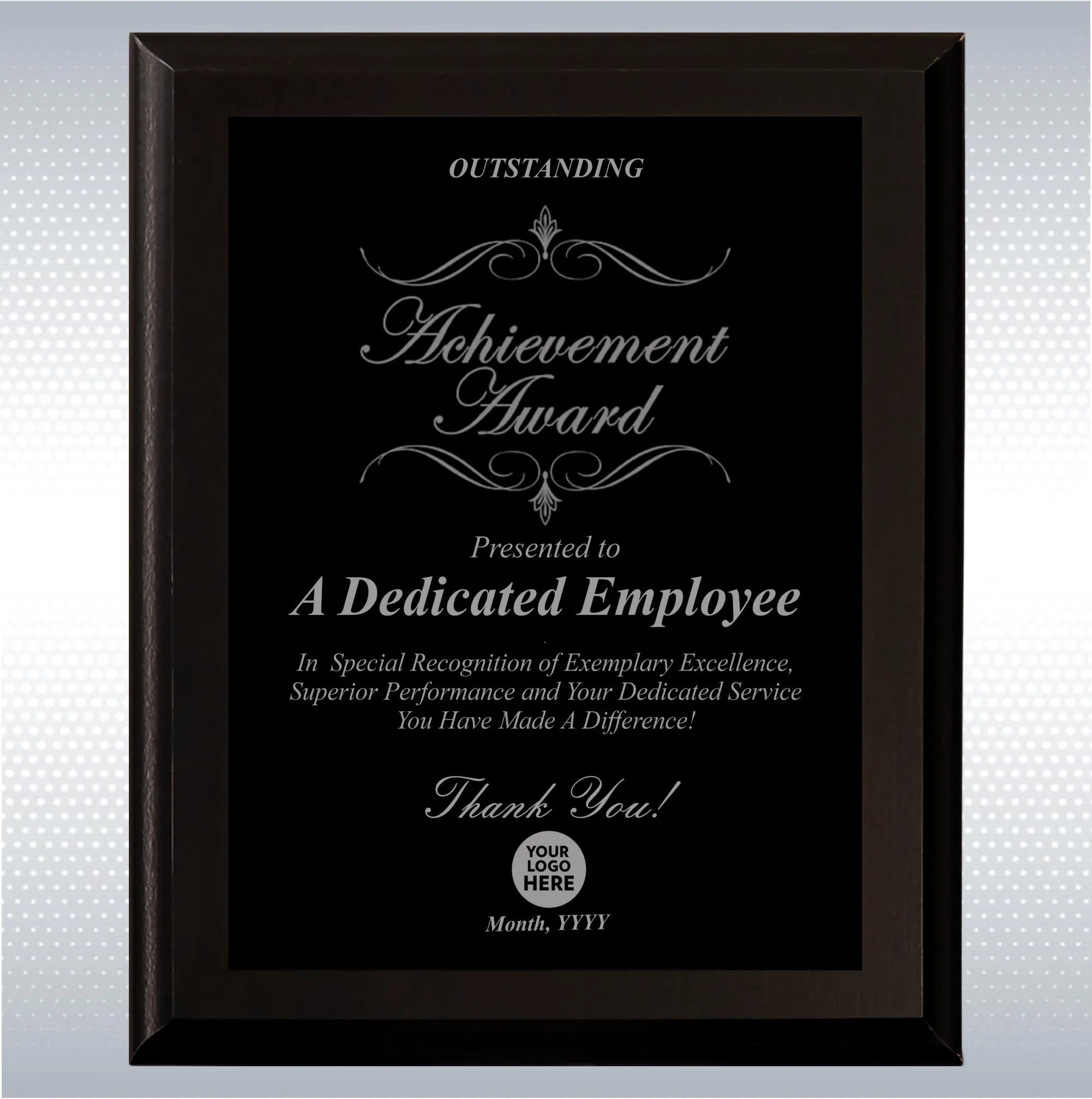 Black Matte Excellence Plaque , Employee Recognition Award 4