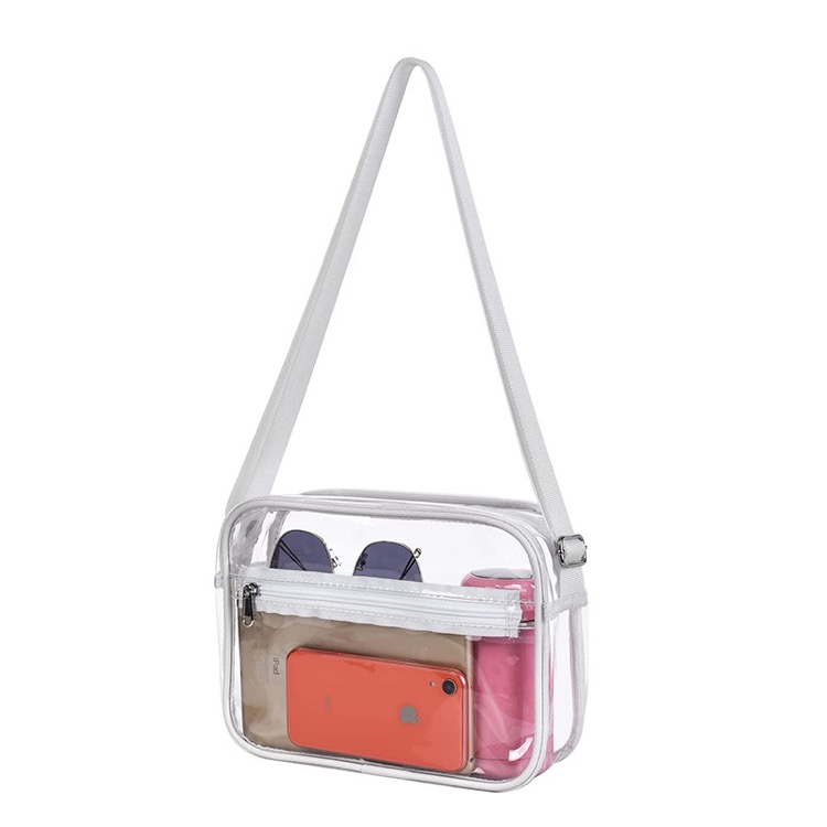 Clear PVC Crossbody Messenger Shoulder Bag w/Adjustable Strap 15