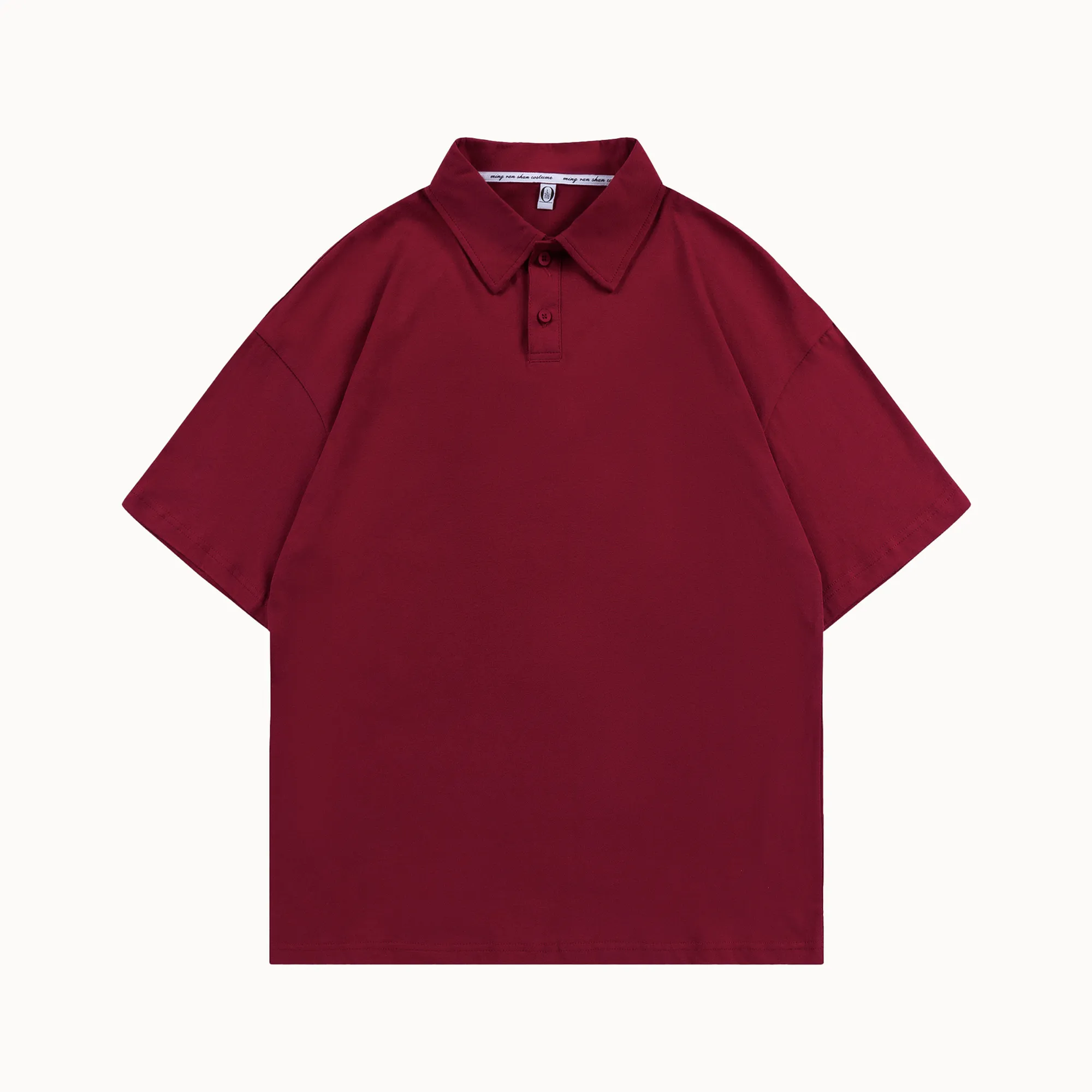 MOQ 10 Cotton Loose Fit Polo Shirt Short Sleeve 5
