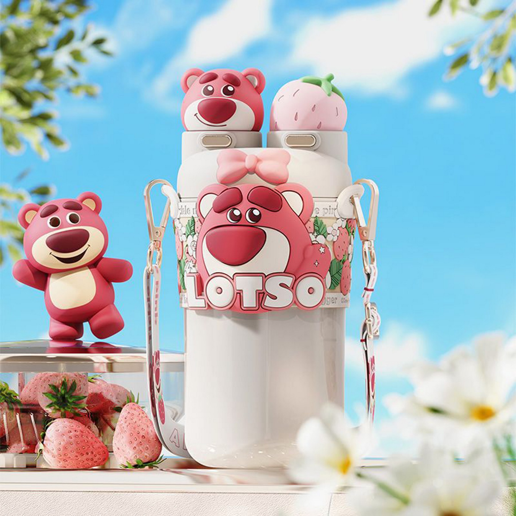 Children Strawberry Bear Thermos Cup 4