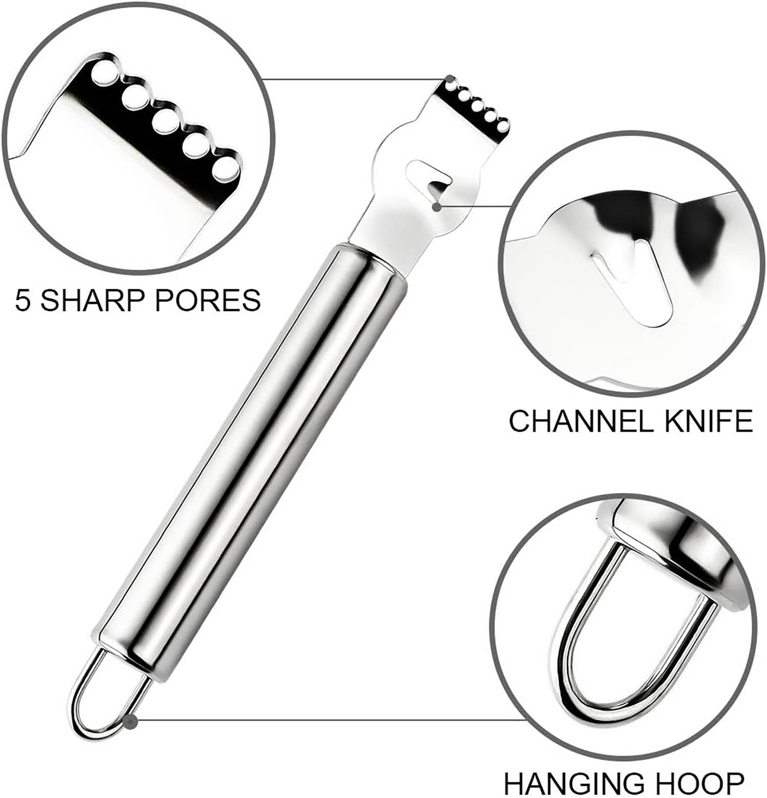 Stainless Steel Round Handle Lemon Zester Kitchen Tool 2