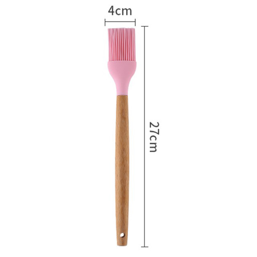 Silicone Kitchen Brush with Wooden Handle, Optional Cooking Utensil Set 10