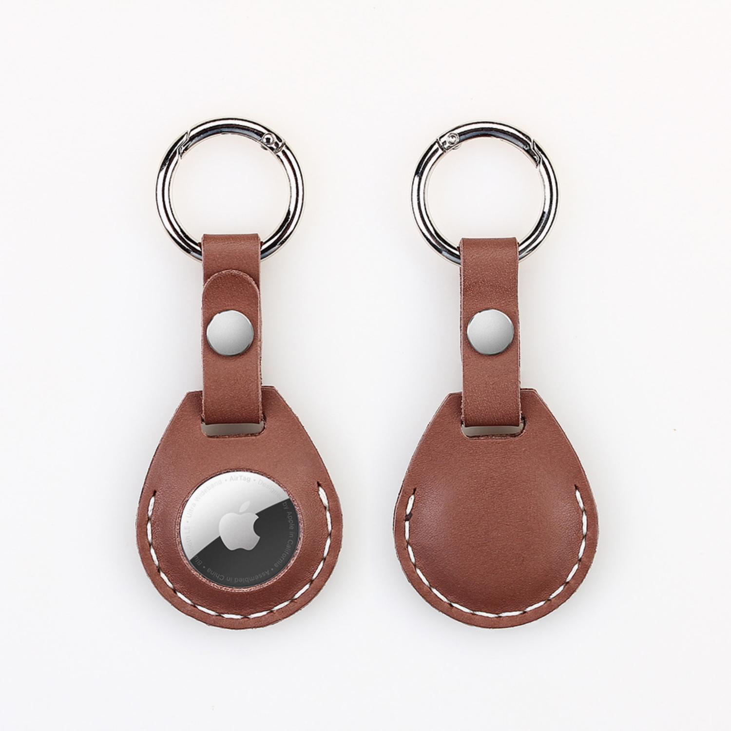 Leather AirTag Holder w/ Belt Closure & Keyring Custom Logo 1