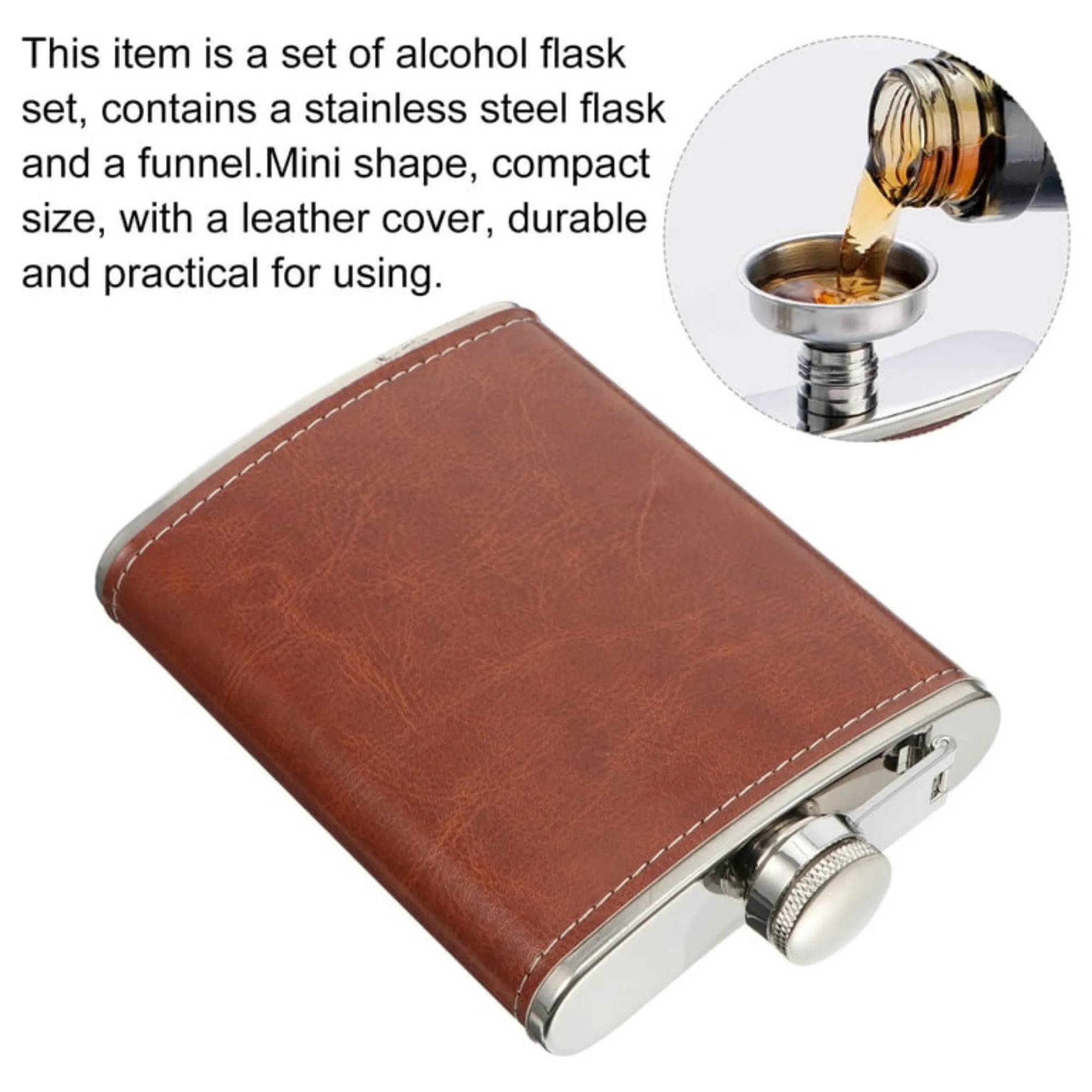 Engraved Leather Hip Flask 6oz 9