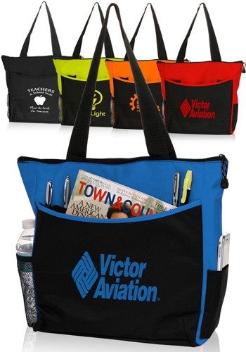 Polyester Tote Bag - 17" W x 14" H, custom tote bag with logo imprint 2