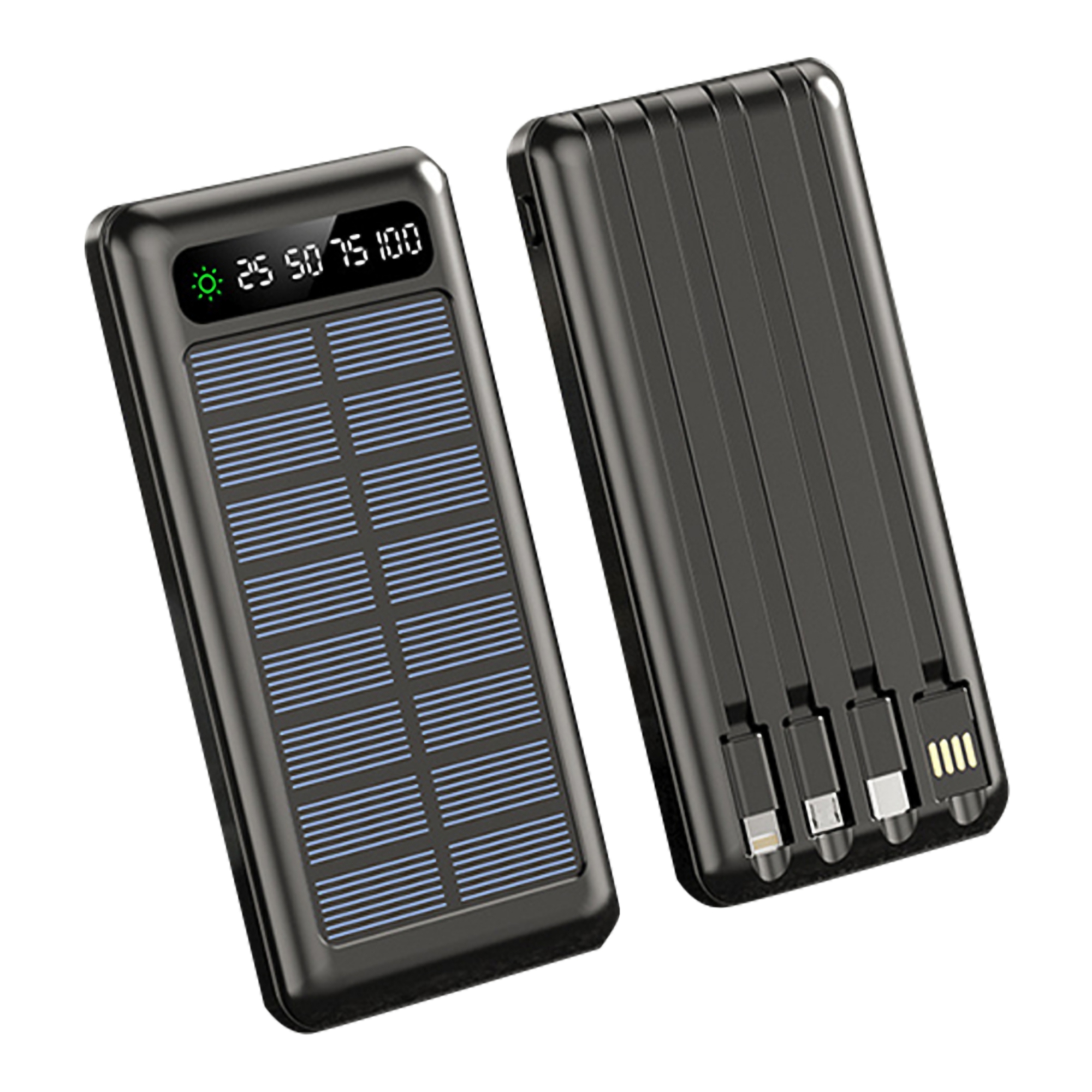 Portable 10000mAh Solar Power Bank w/Cable 5