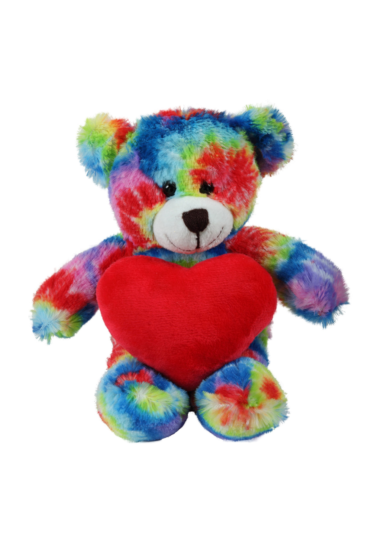 soft plush Tie Dye Bear with heart 1